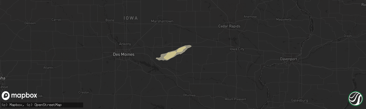 Hail map in Montezuma, IA on October 24, 2024