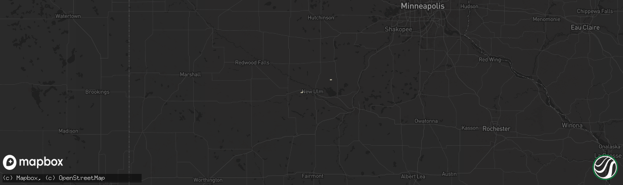 Hail map in New Ulm, MN on October 24, 2024