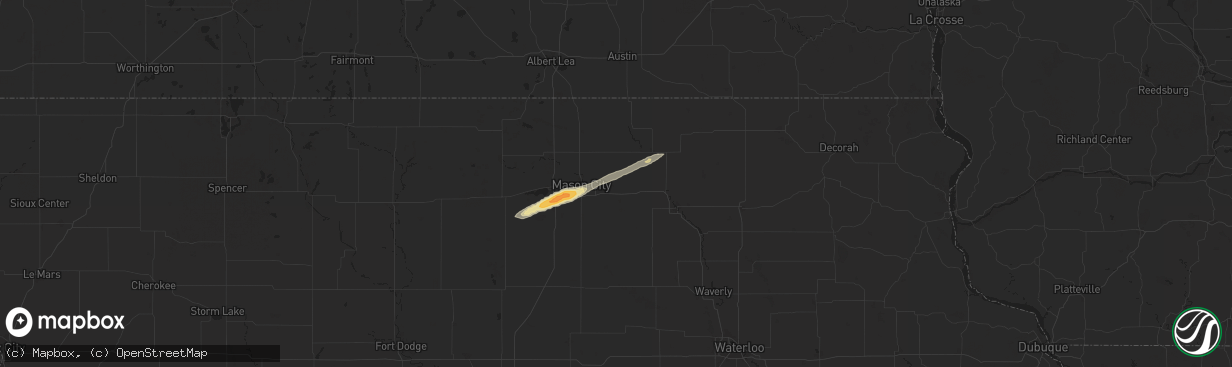 Hail map in Nora Springs, IA on October 24, 2024