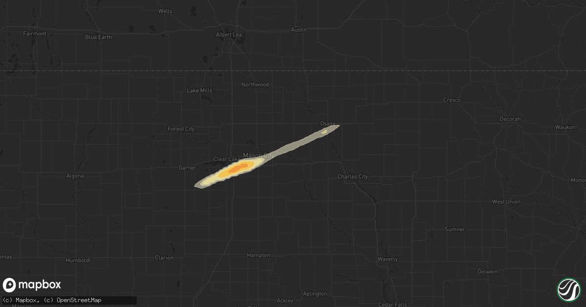 Hail map in Nora Springs, IA on October 24, 2024