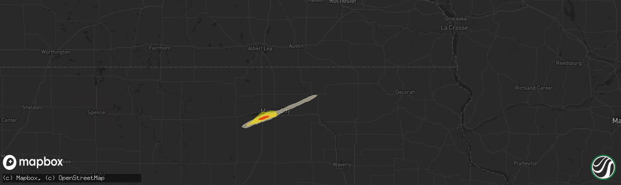 Hail map in Osage, IA on October 24, 2024