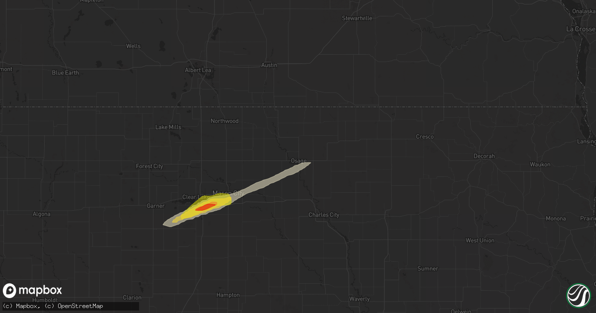 Hail map in Osage, IA on October 24, 2024