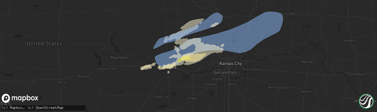 Hail map in Oskaloosa, KS on October 24, 2024