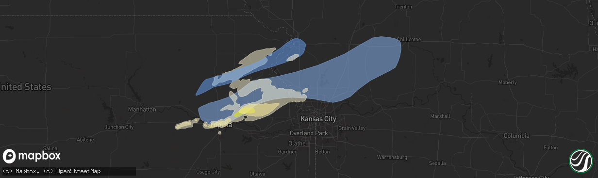 Hail map in Platte City, MO on October 24, 2024