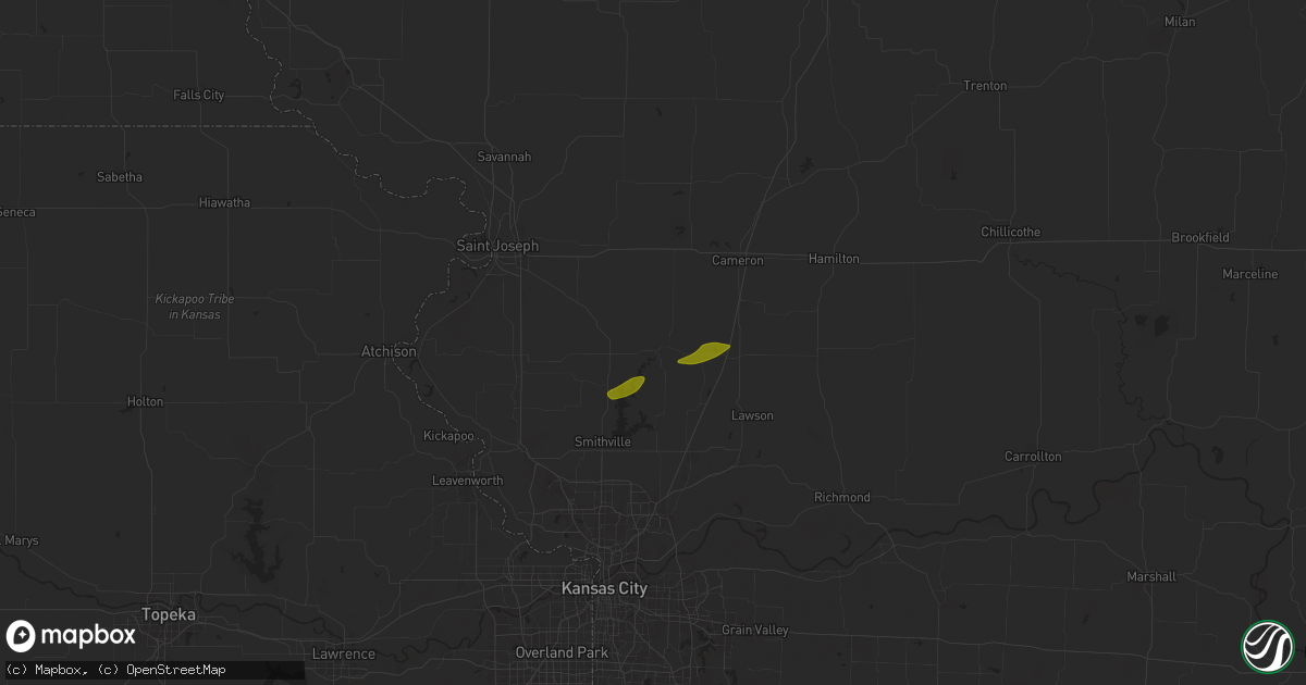 Hail map in Plattsburg, MO on October 24, 2024