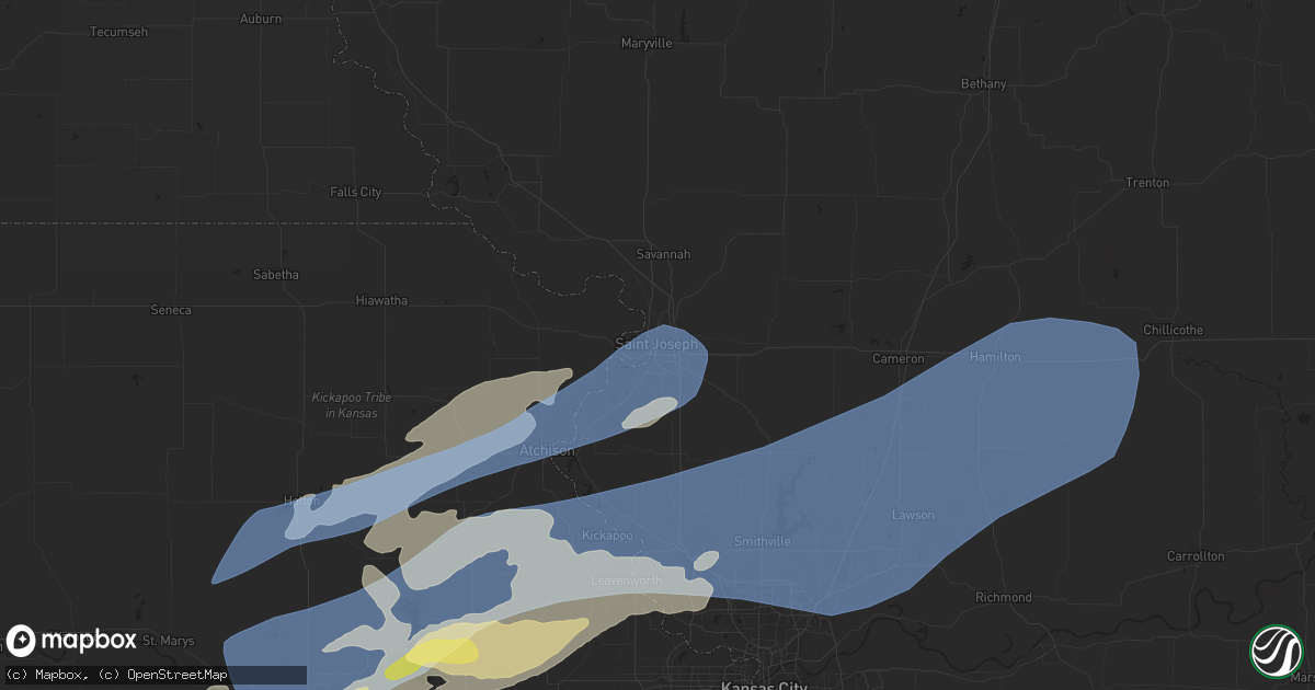 Hail map in Saint Joseph, MO on October 24, 2024