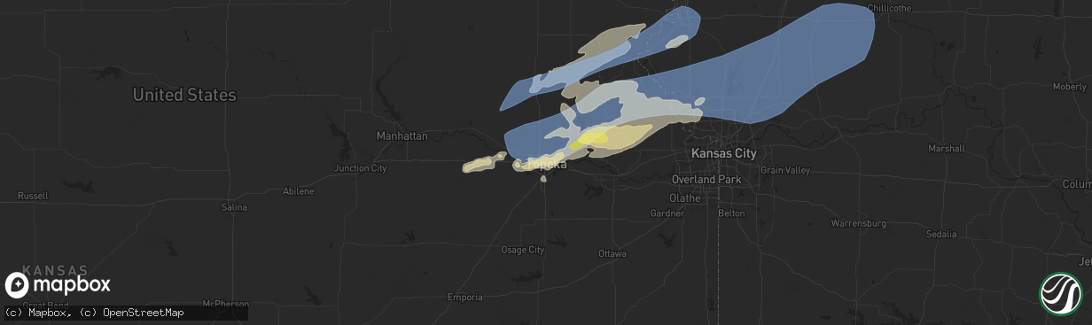 Hail map in Topeka, KS on October 24, 2024