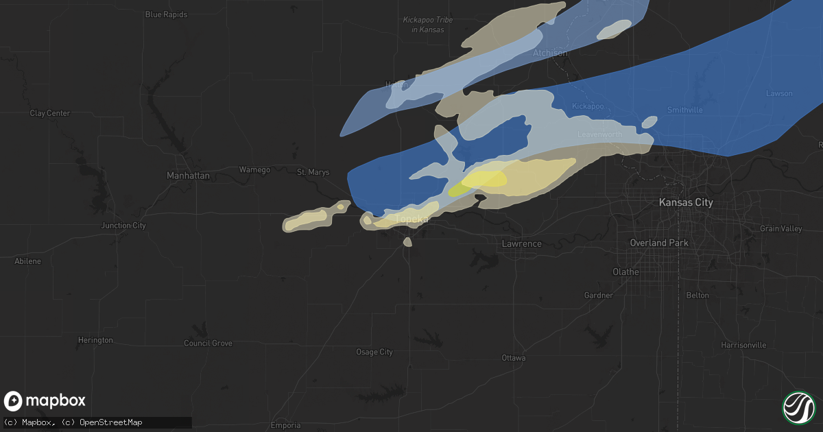 Hail map in Topeka, KS on October 24, 2024