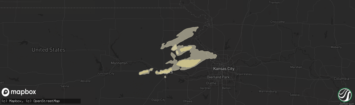 Hail map in Valley Falls, KS on October 24, 2024