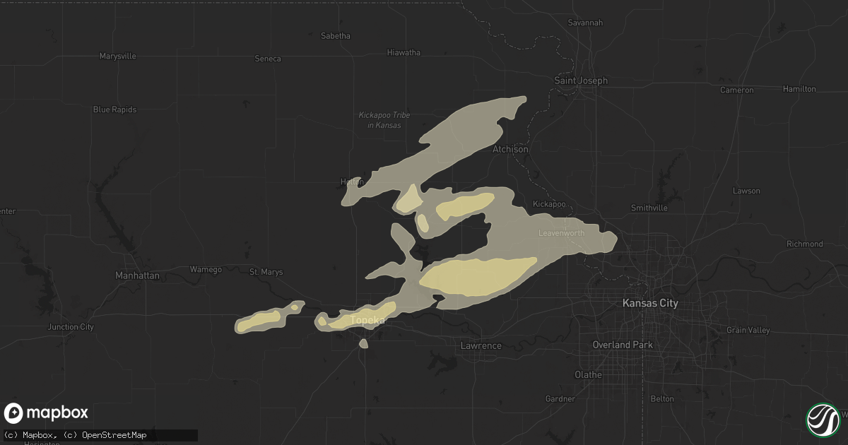Hail map in Valley Falls, KS on October 24, 2024
