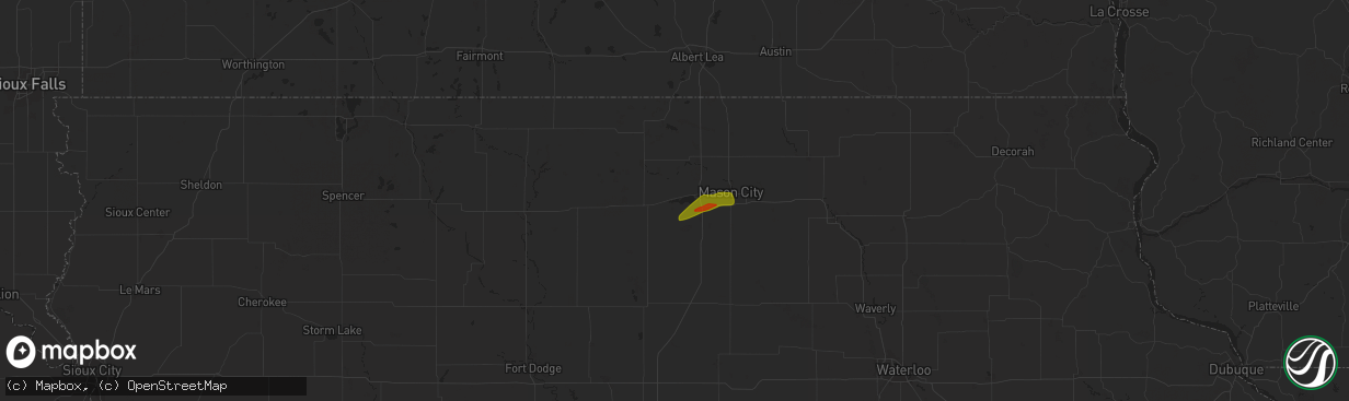 Hail map in Ventura, IA on October 24, 2024