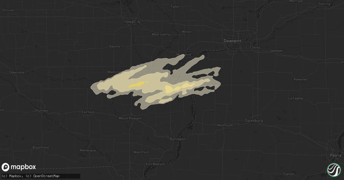 Hail map in Wapello, IA on October 24, 2024