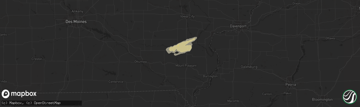 Hail map in Wayland, IA on October 24, 2024