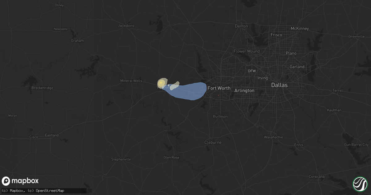 Hail map in Aledo, TX on October 24, 2025