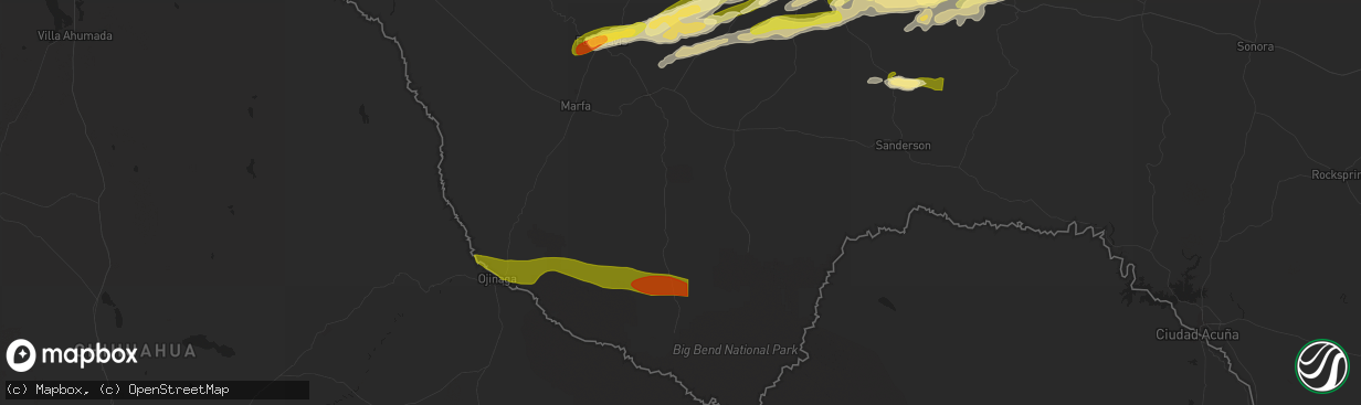 Hail map in Alpine, TX on October 24, 2025
