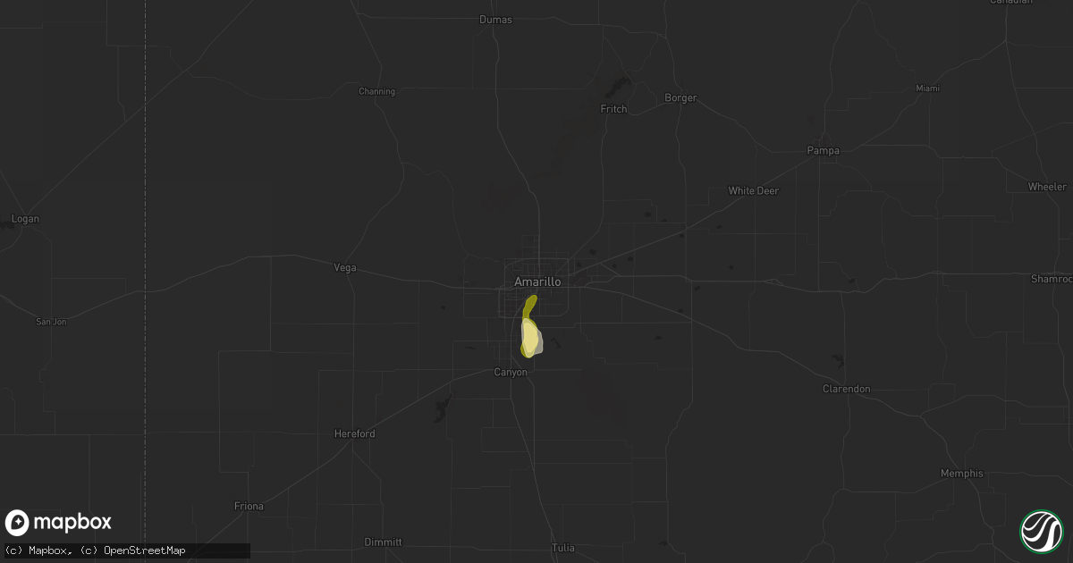 Hail map in Amarillo, TX on October 24, 2025