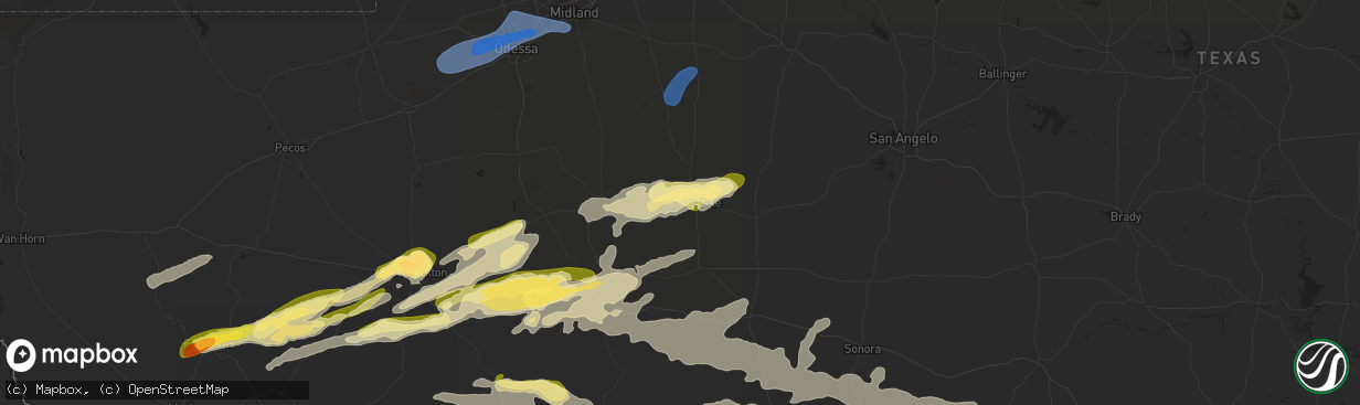 Hail map in Big Lake, TX on October 24, 2025