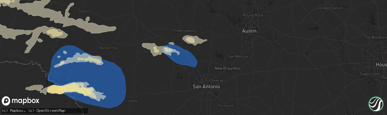 Hail map in Boerne, TX on October 24, 2025