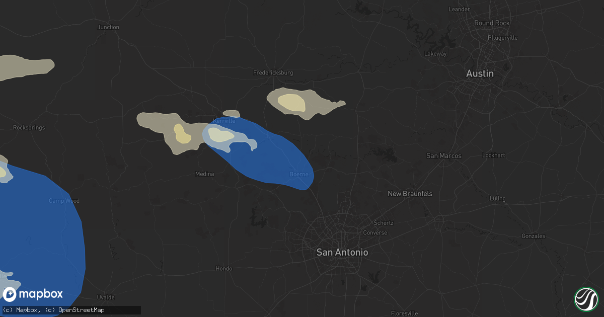 Hail map in Boerne, TX on October 24, 2025