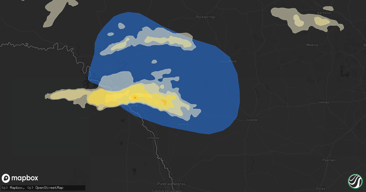 Hail map in Brackettville, TX on October 24, 2025