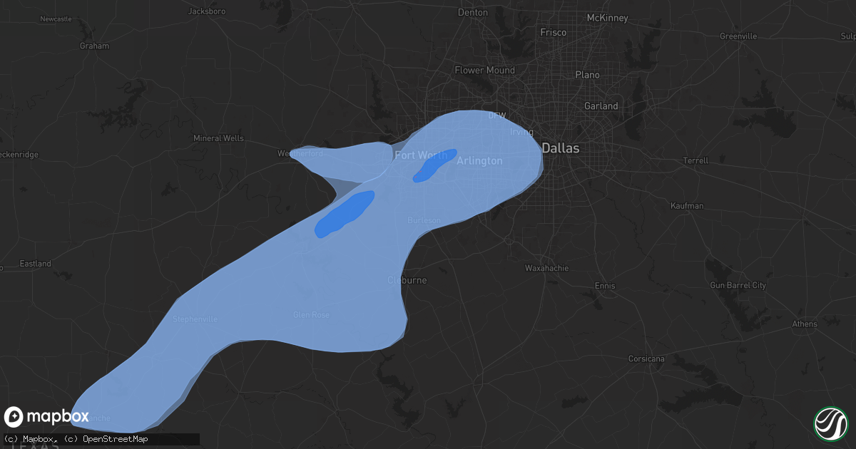 Hail map in Burleson, TX on October 24, 2025