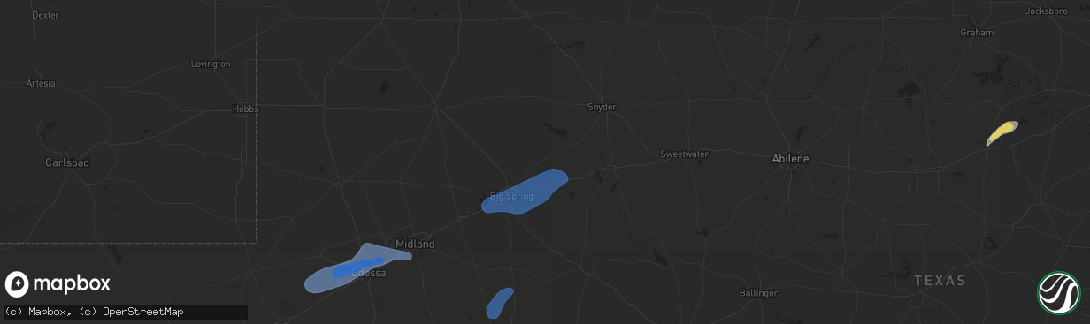 Hail map in Coahoma, TX on October 24, 2025