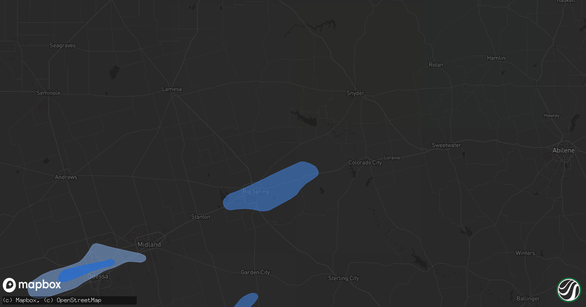 Hail map in Coahoma, TX on October 24, 2025