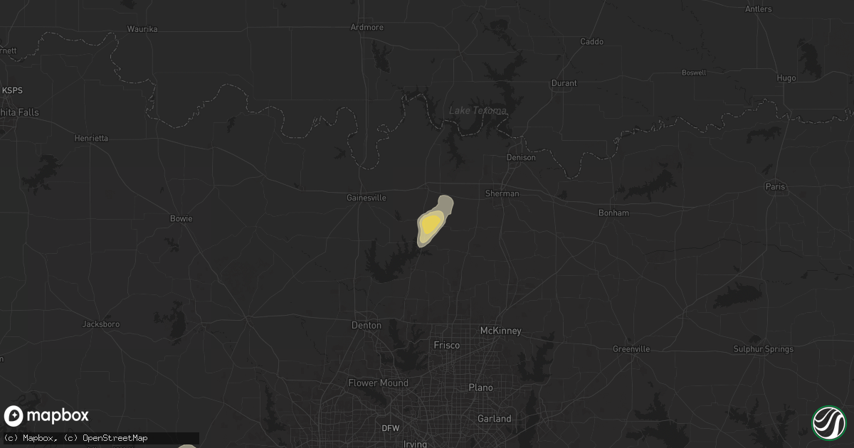Hail map in Collinsville, TX on October 24, 2025