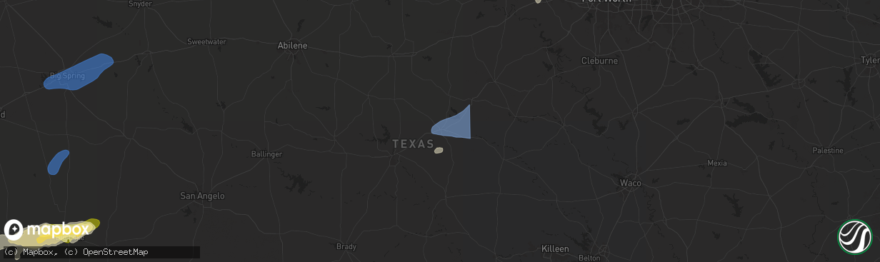 Hail map in Comanche, TX on October 24, 2025