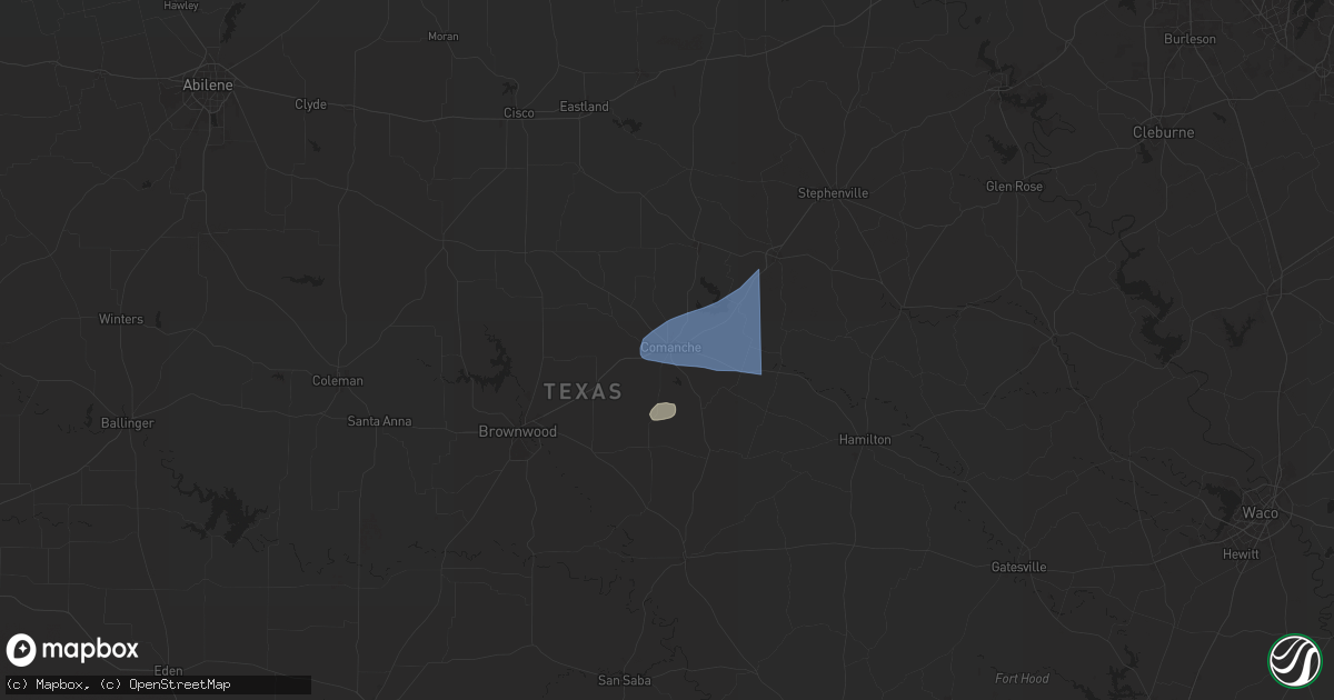Hail map in Comanche, TX on October 24, 2025