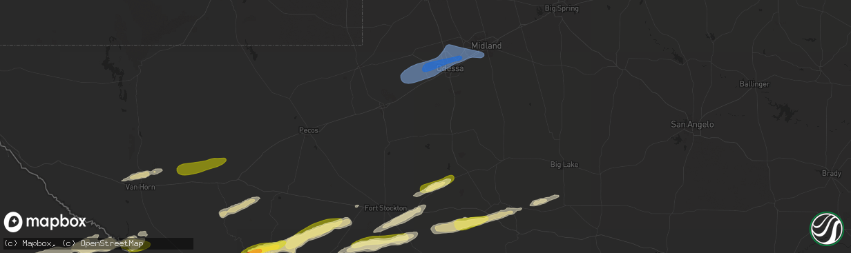 Hail map in Crane, TX on October 24, 2025