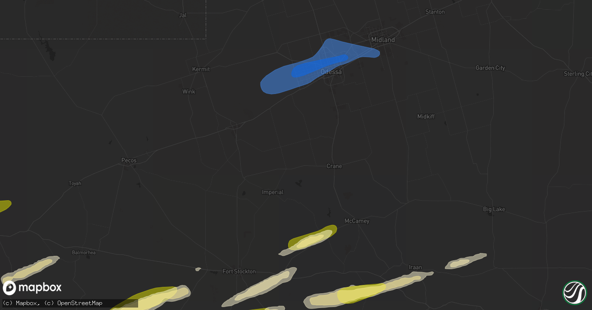 Hail map in Crane, TX on October 24, 2025