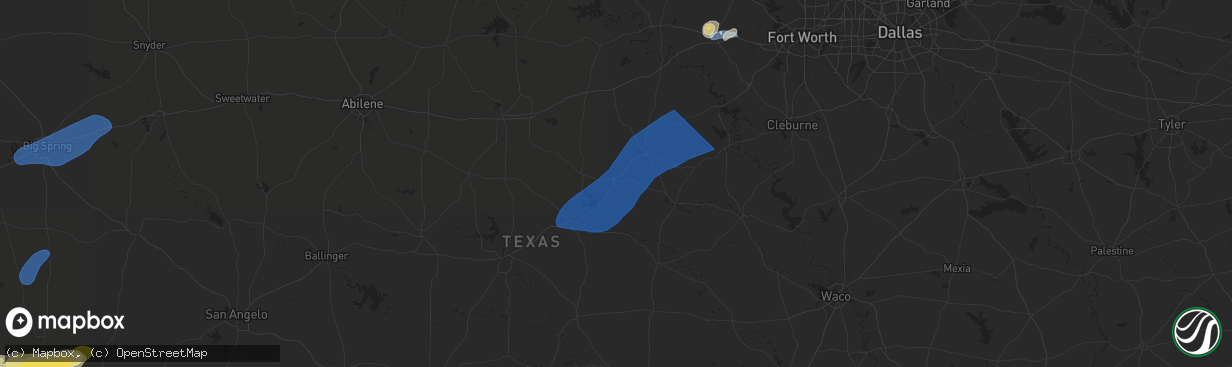 Hail map in Dublin, TX on October 24, 2025