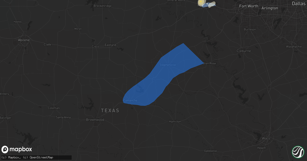 Hail map in Dublin, TX on October 24, 2025