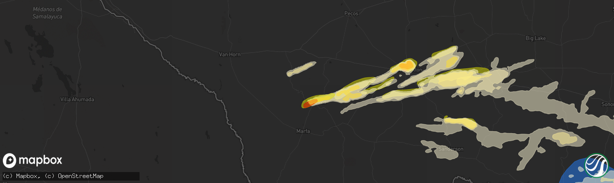 Hail map in Fort Davis, TX on October 24, 2025