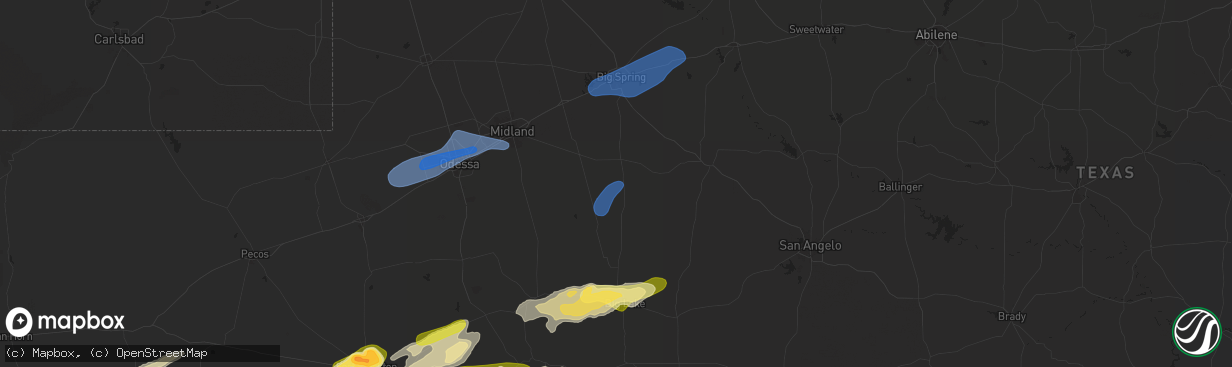 Hail map in Garden City, TX on October 24, 2025