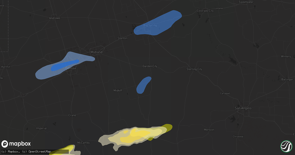 Hail map in Garden City, TX on October 24, 2025