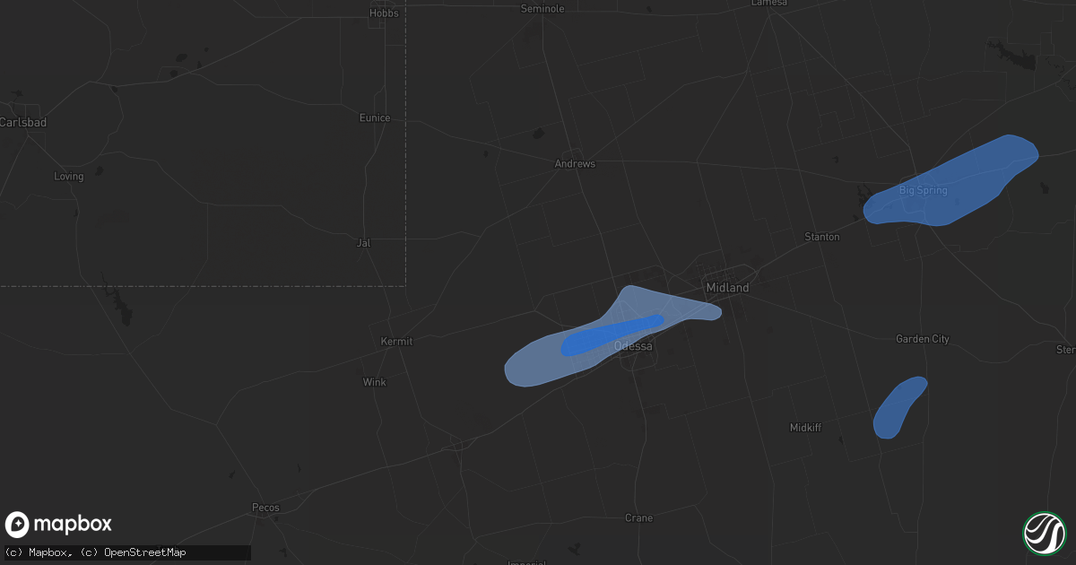 Hail map in Goldsmith, TX on October 24, 2025