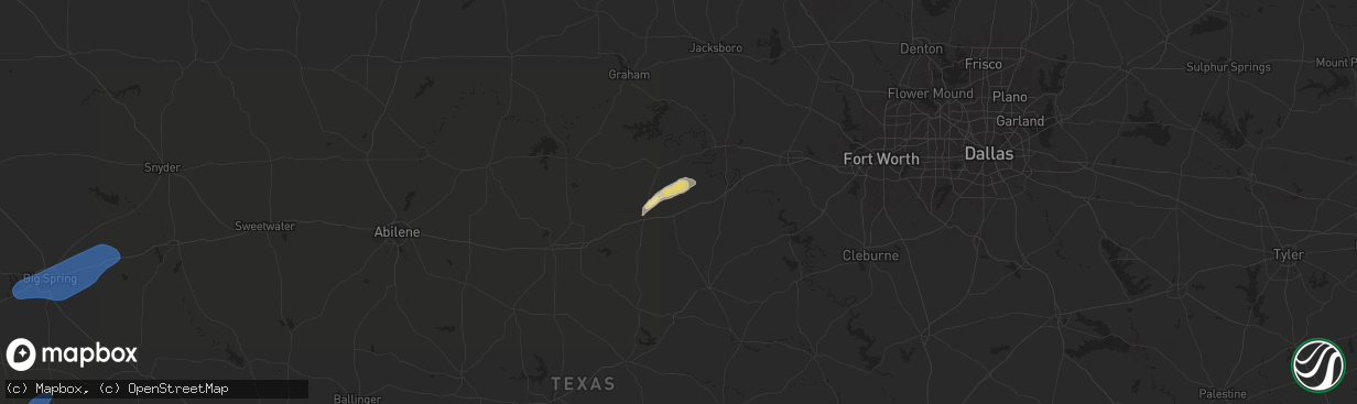 Hail map in Gordon, TX on October 24, 2025