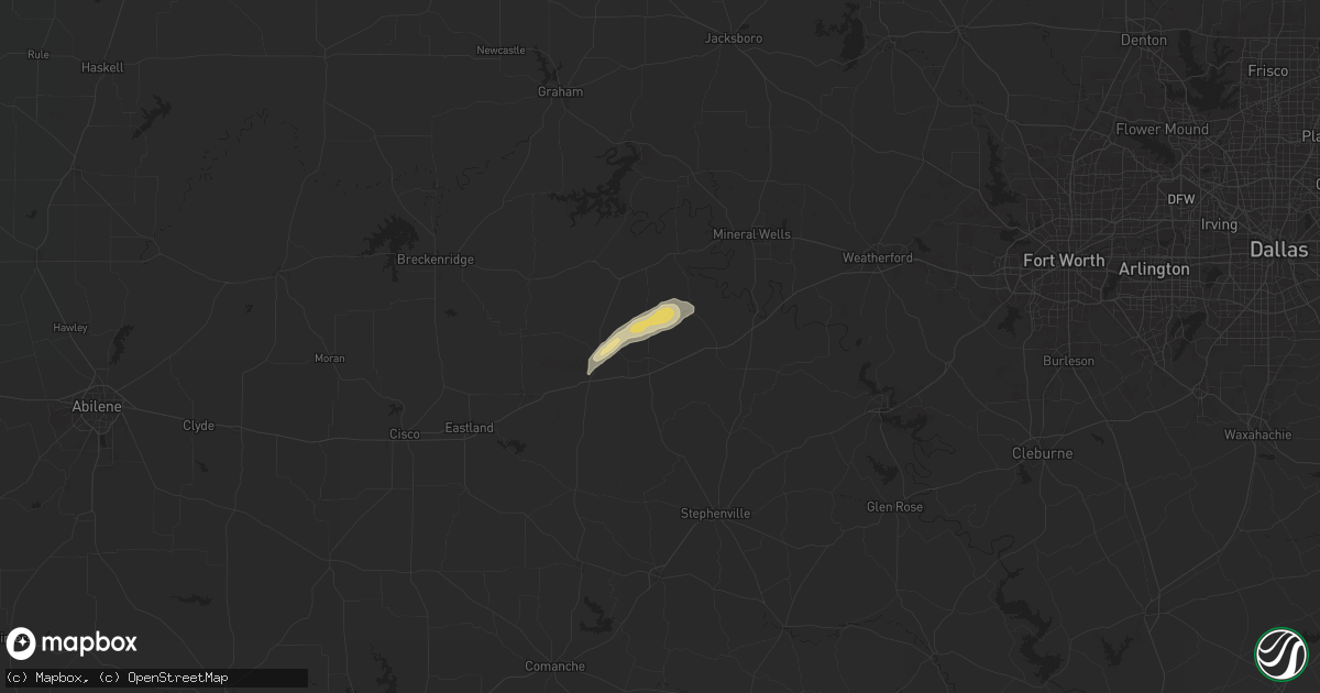 Hail map in Gordon, TX on October 24, 2025
