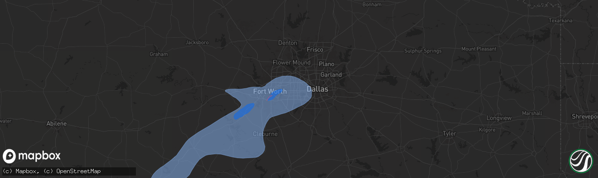 Hail map in Grand Prairie, TX on October 24, 2025