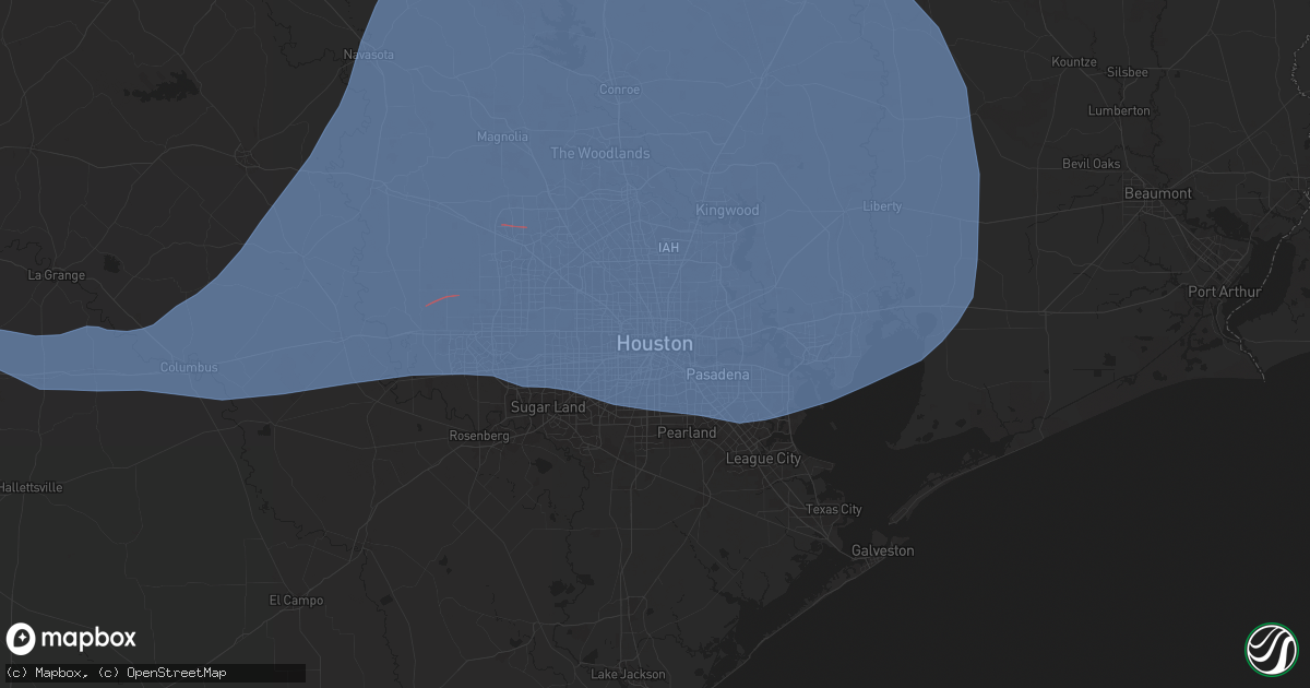 Hail map in Houston, TX on October 24, 2025