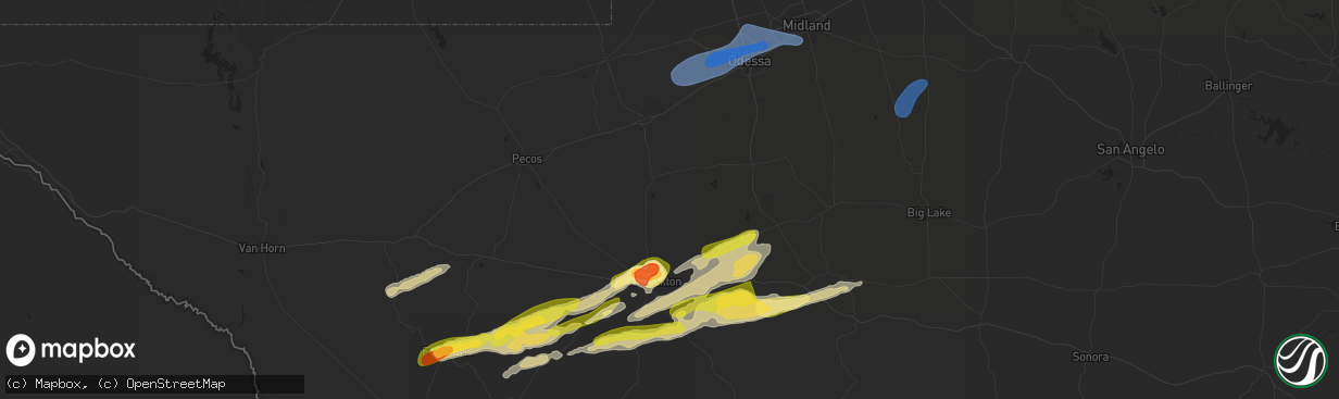 Hail map in Imperial, TX on October 24, 2025