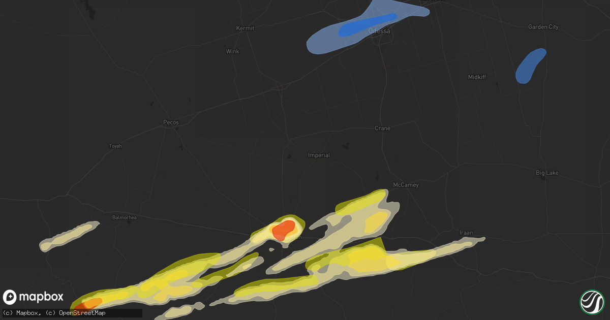 Hail map in Imperial, TX on October 24, 2025