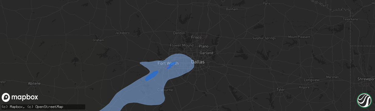 Hail map in Irving, TX on October 24, 2025