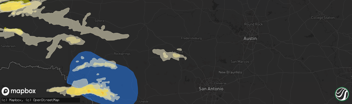 Hail map in Kerrville, TX on October 24, 2025
