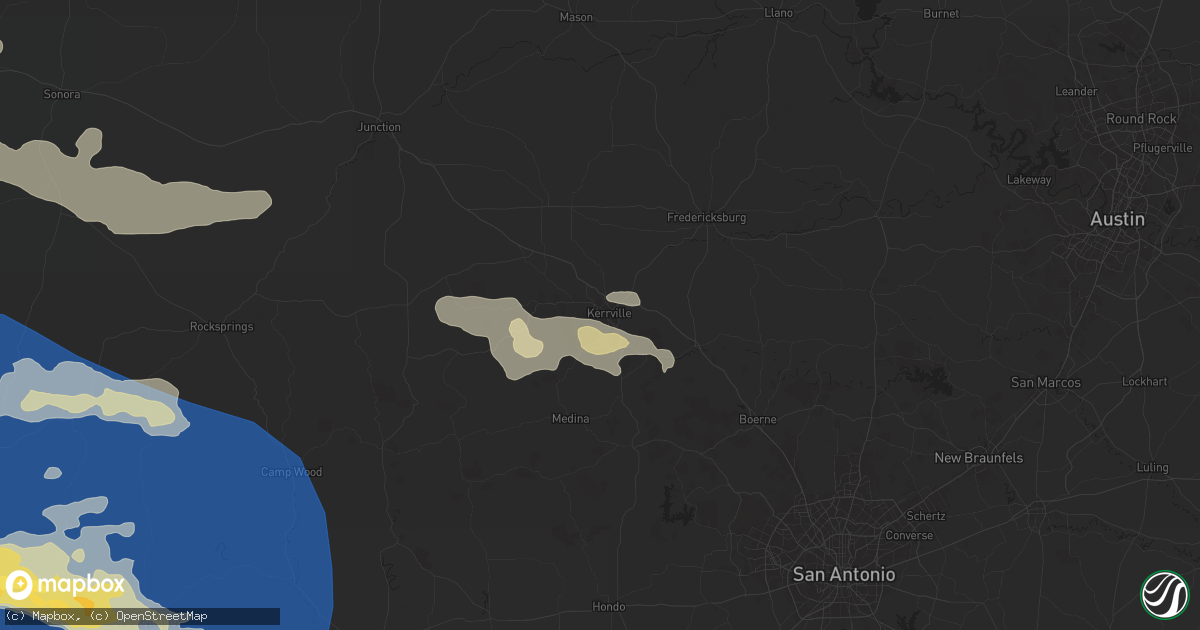 Hail map in Kerrville, TX on October 24, 2025