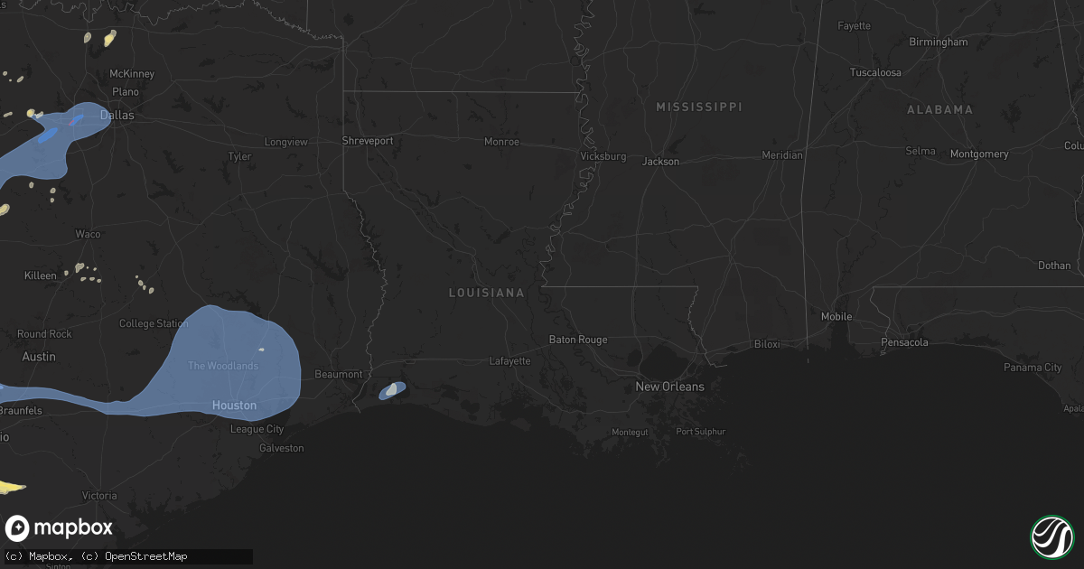 Hail map in Louisiana on October 24, 2025