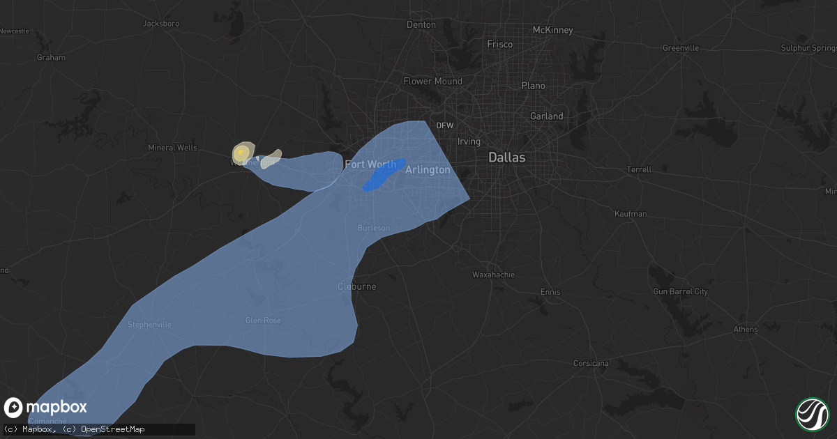 Hail map in Mansfield, TX on October 24, 2025