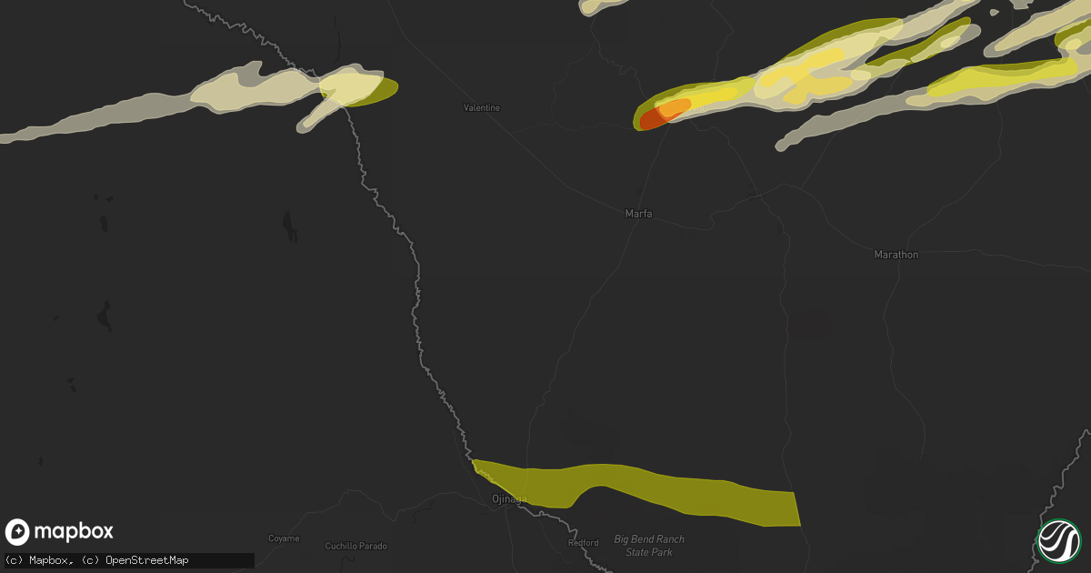 Hail map in Marfa, TX on October 24, 2025